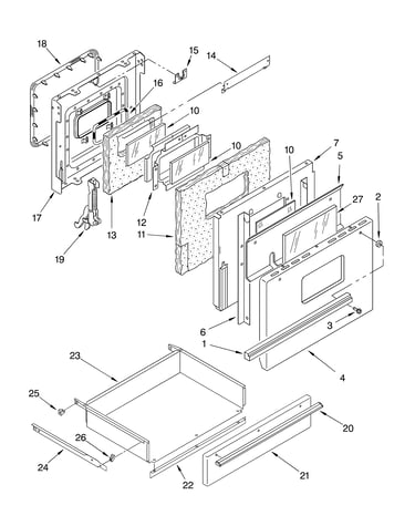 Oven door and drawer