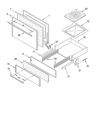 Oven door and broiler