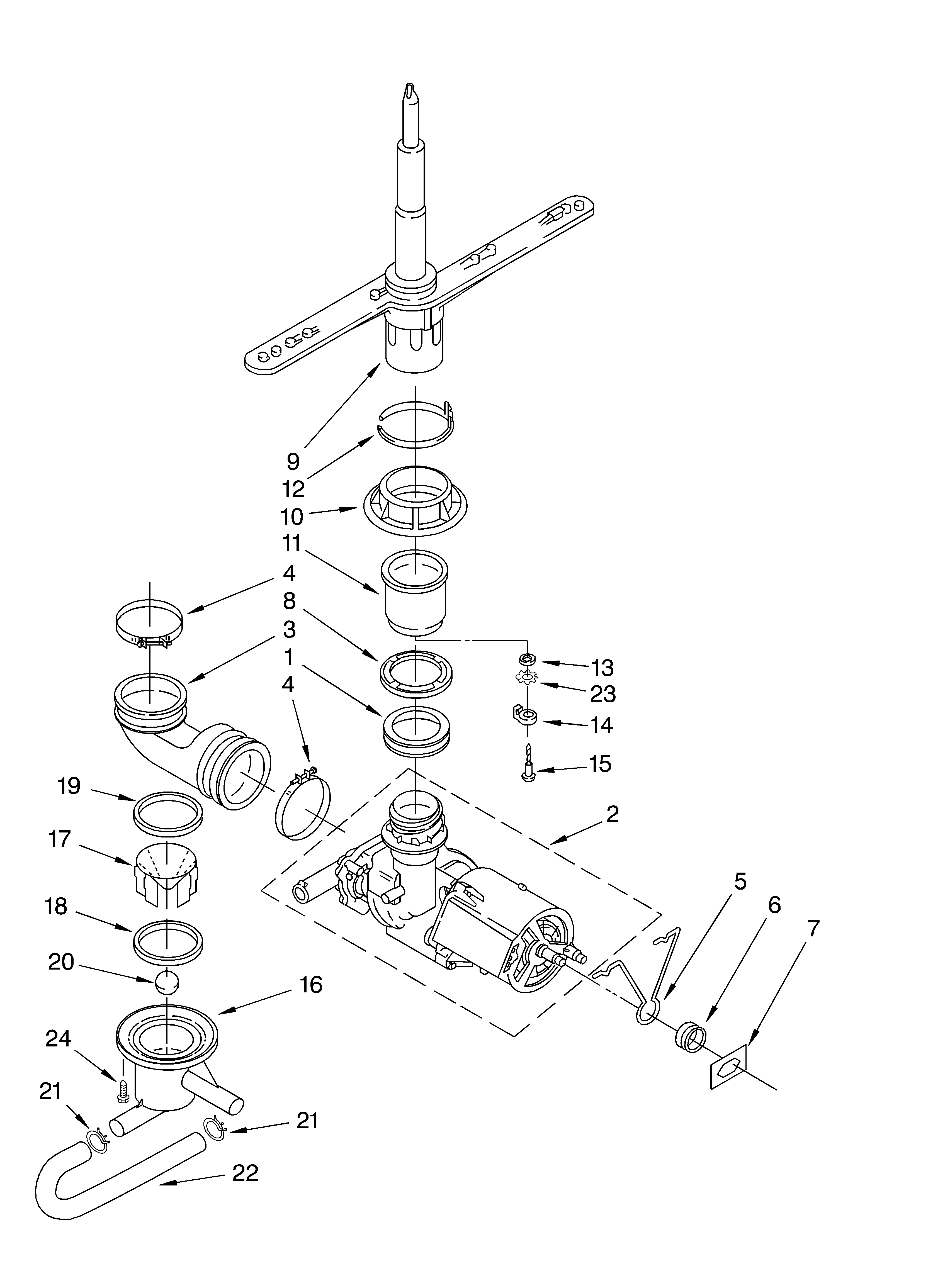 Pump and sprayarm