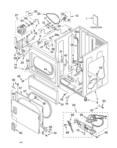 Lower cabinet and front panel/literature
