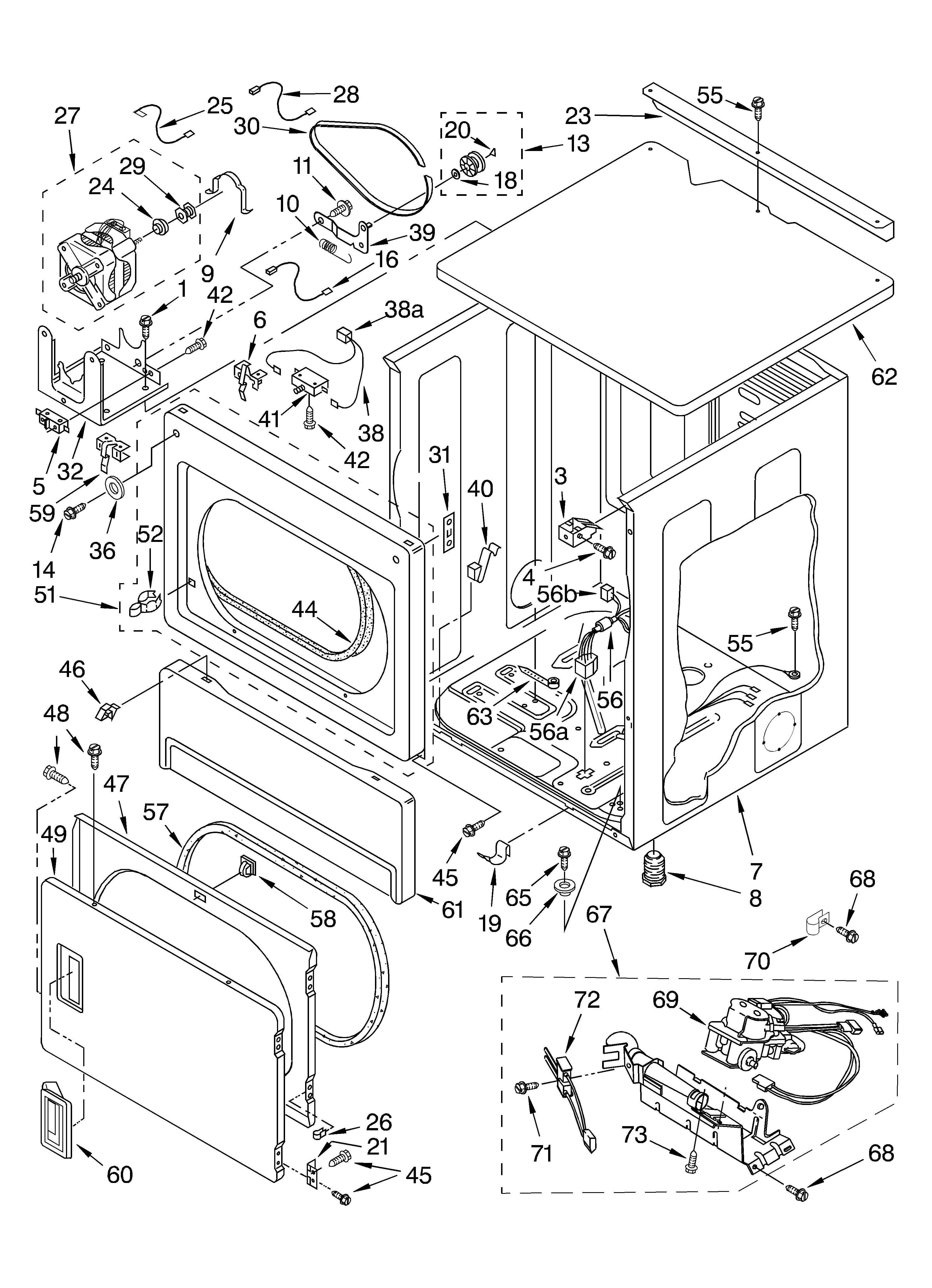 Upper cabinet and front panel