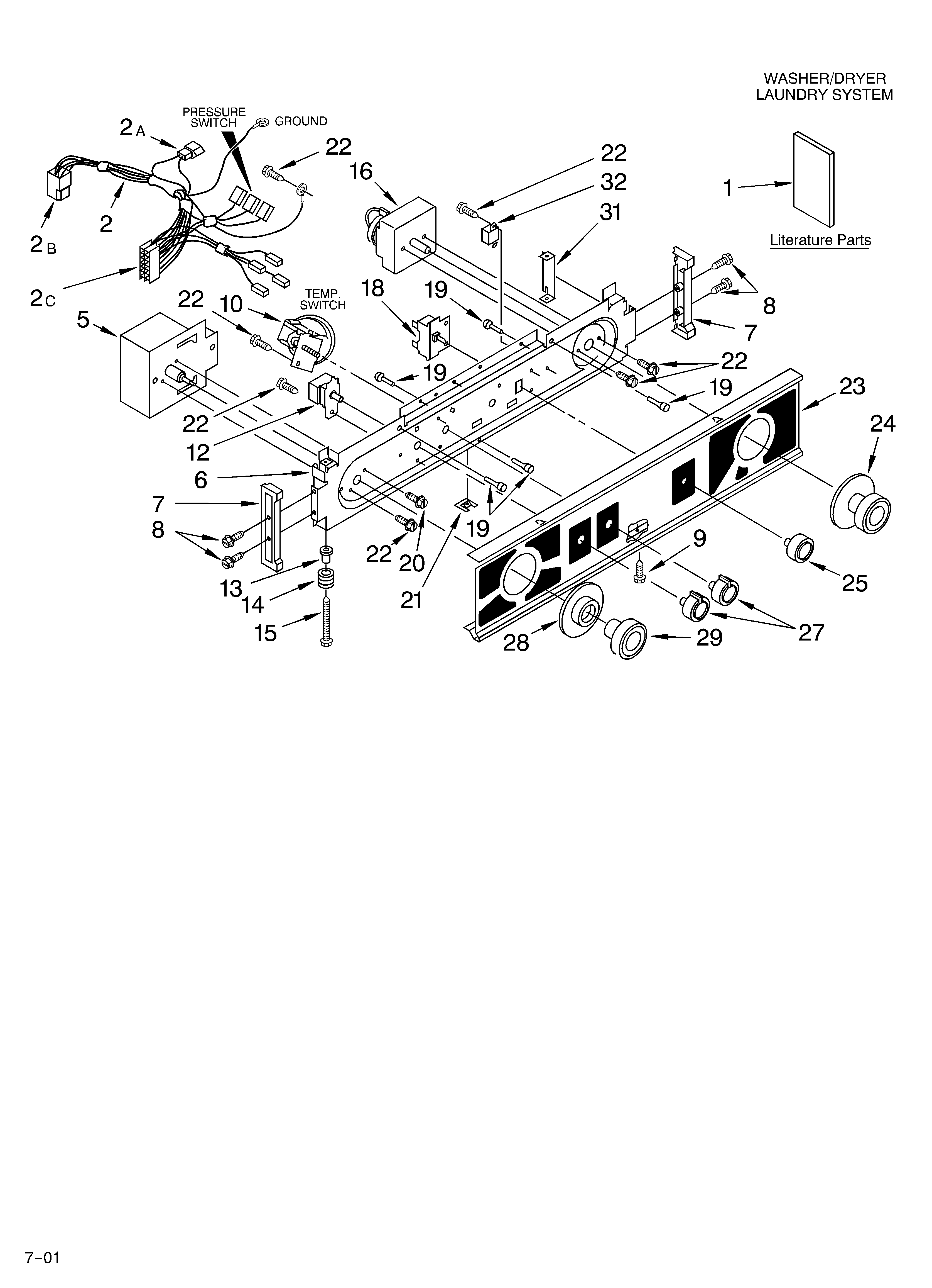 Washer/dryer control panel/literature