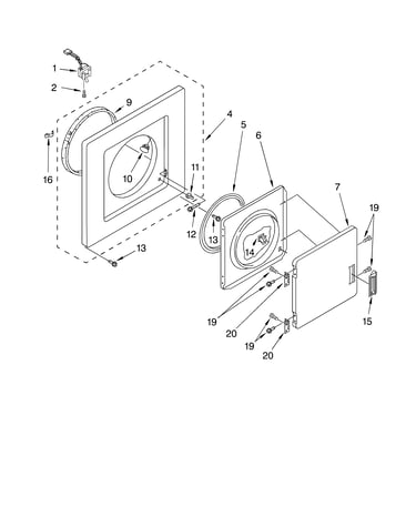 Dryer front panel and door