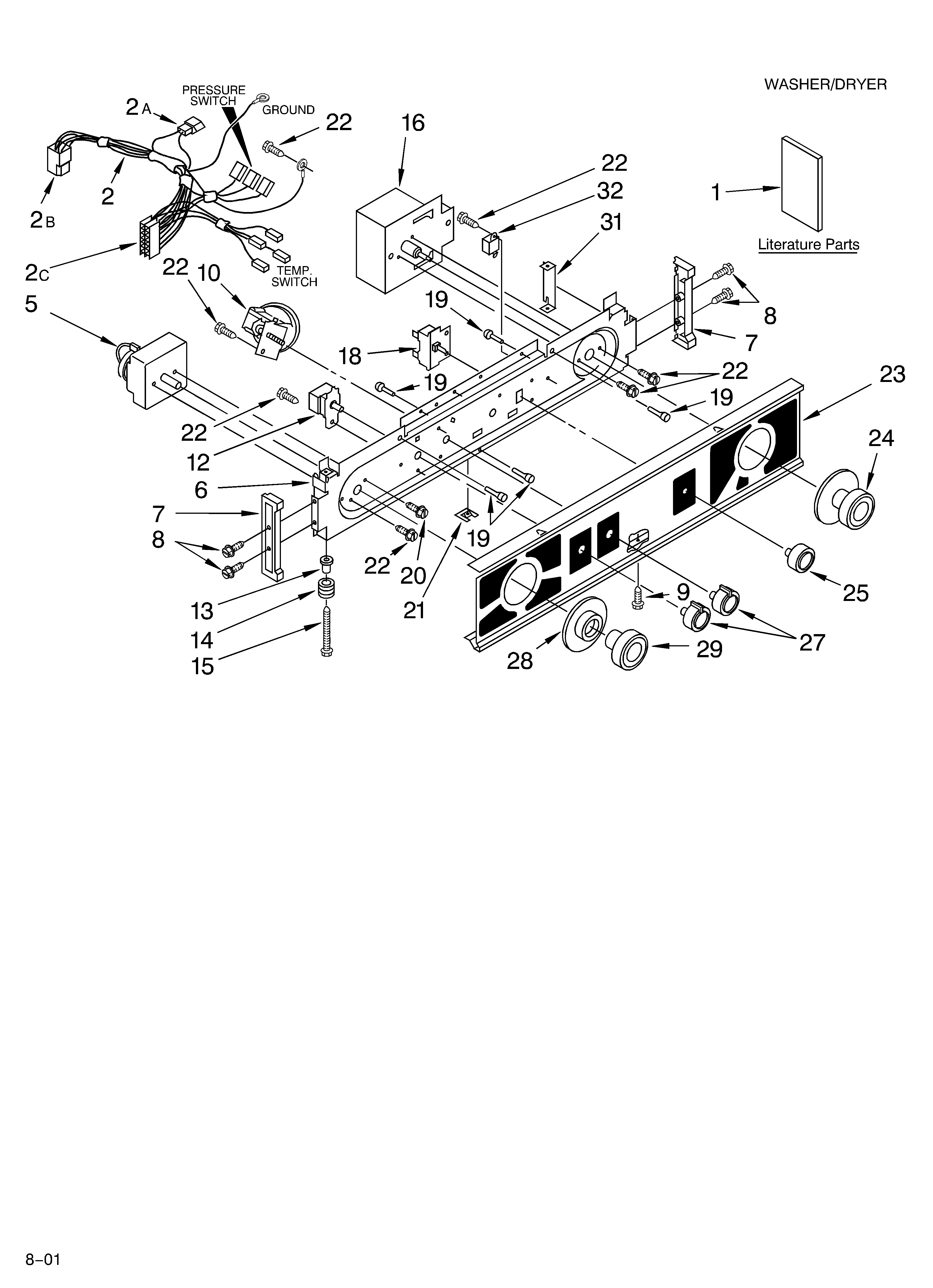 WASHER/DRYER CONTROL PANEL/LITERATURE