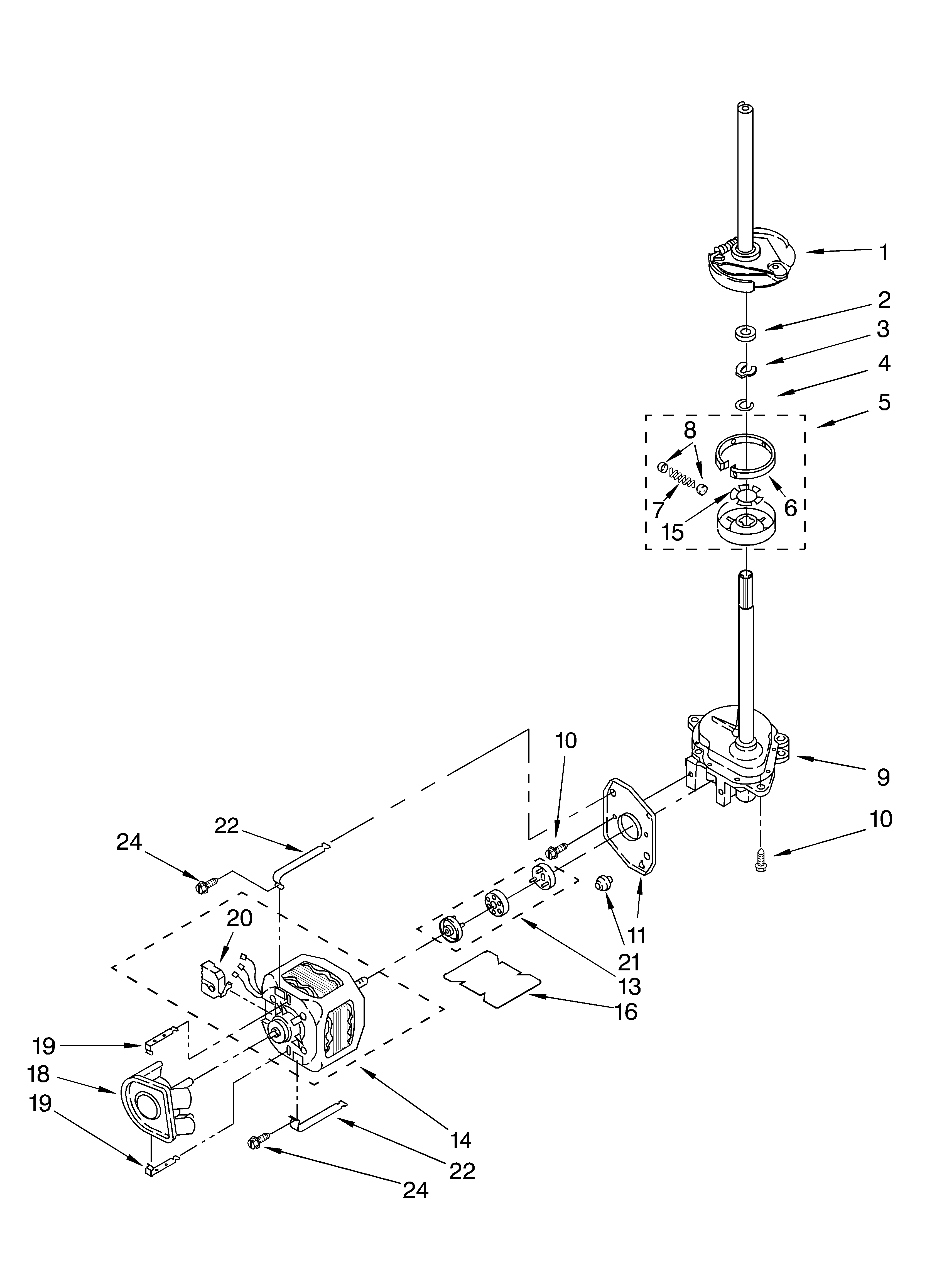 Brake, clutch, gearcase, motor and pump