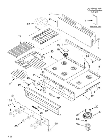 Cooktop, burner, and grate parts/literature