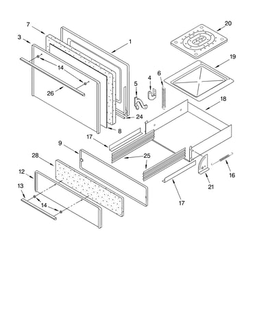 Oven door and broiler