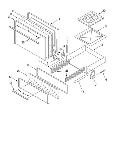 Oven door and broiler