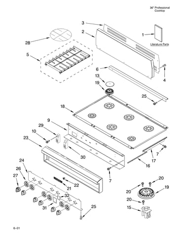 Cooktop, burner/grate/literature