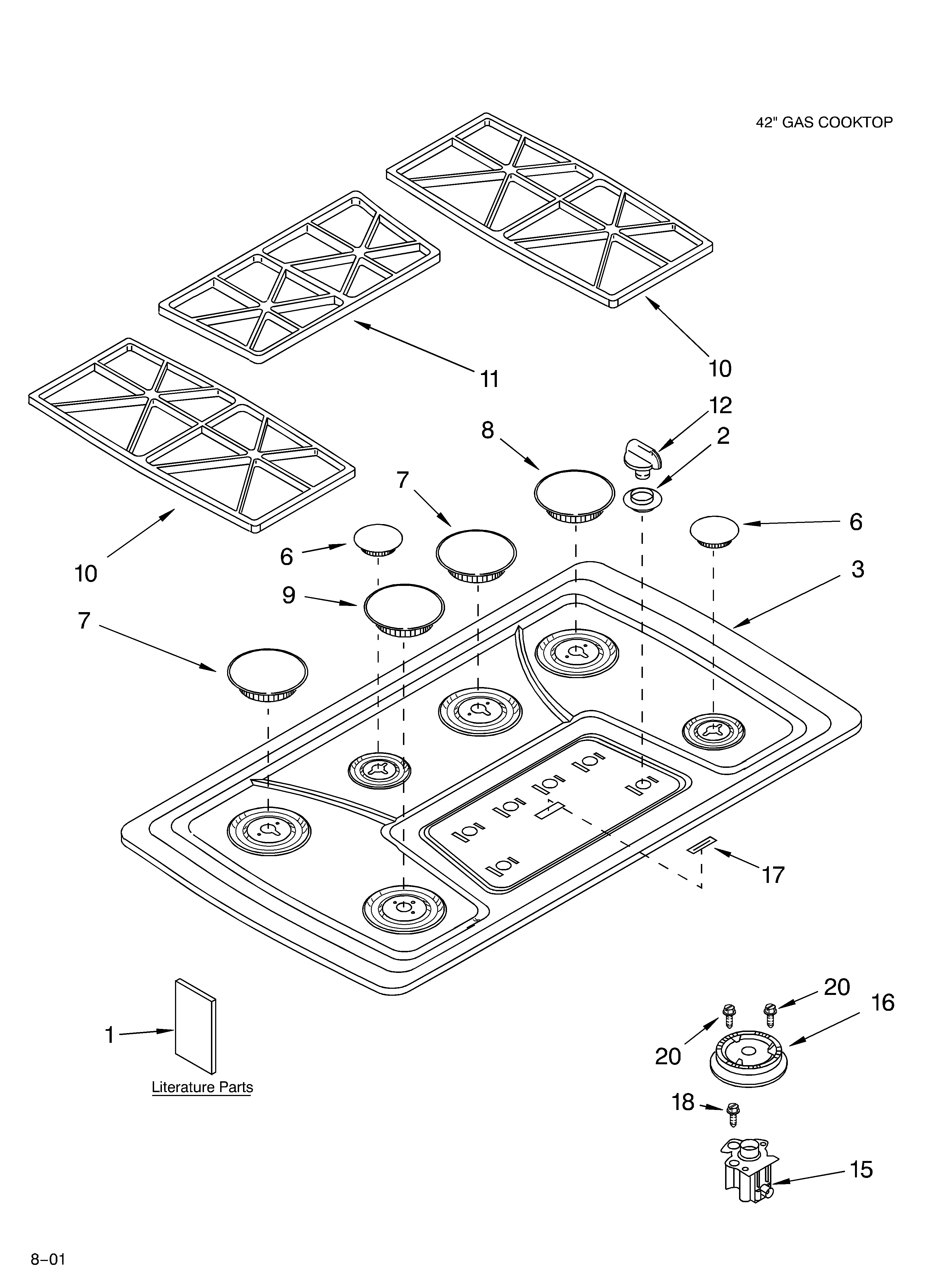 COOKTOP, BURNER, AND GRATE/LITERATURE