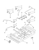 Burner box, gas valves, and switches