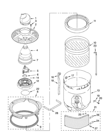 Washplate, basket and tub