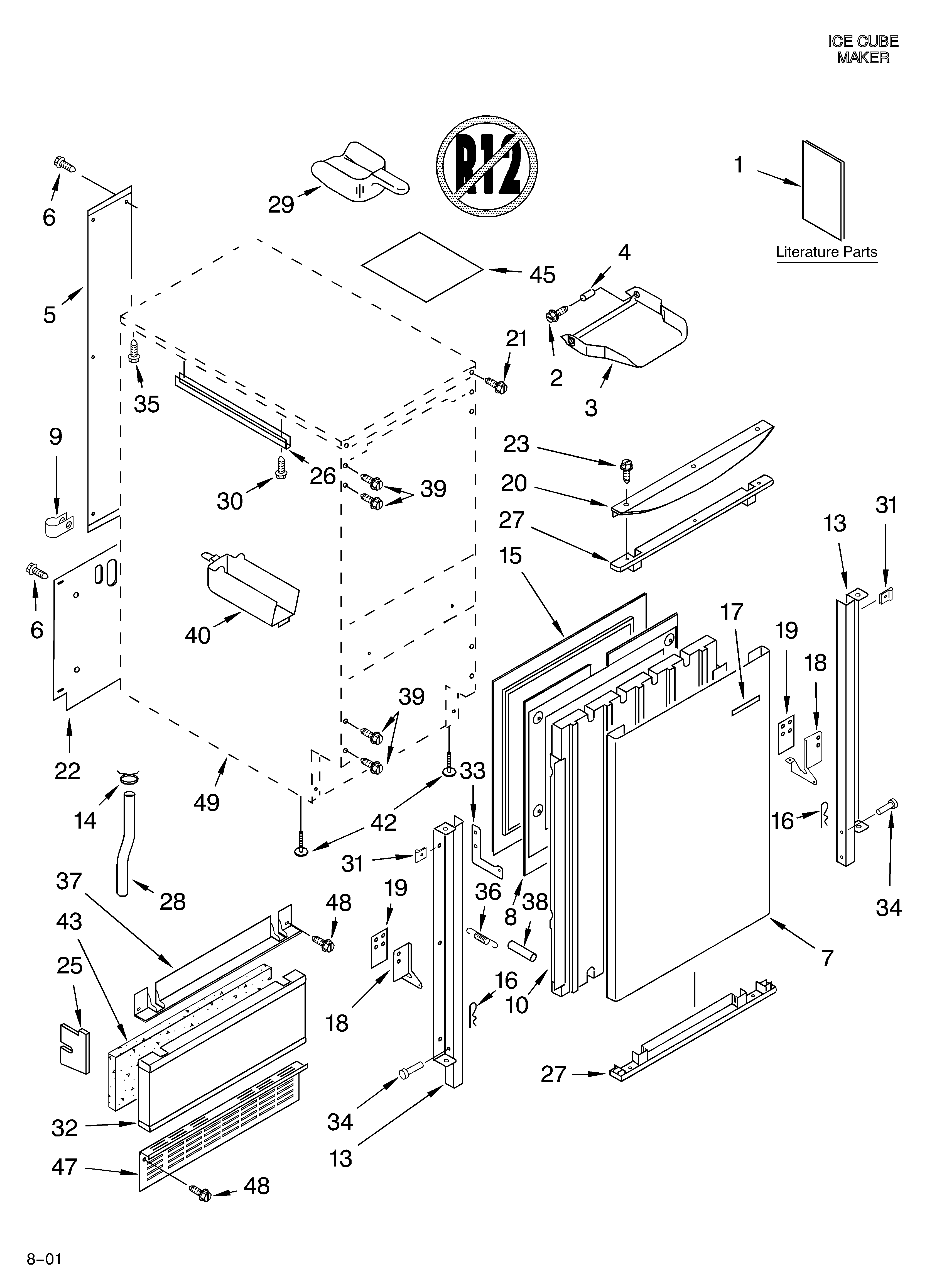 Cabinet liner and door/lit/optional
