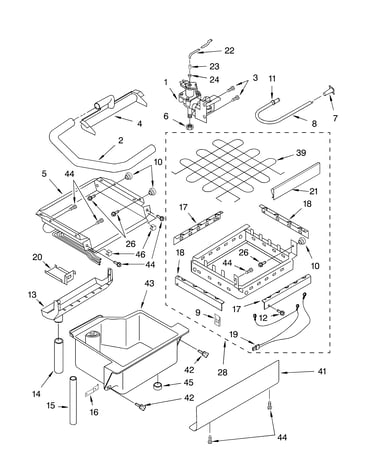 Evaporator, ice cutter grid and water