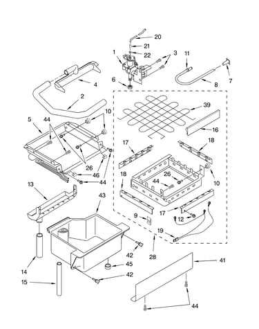 Evaporator, ice cutter grid and water