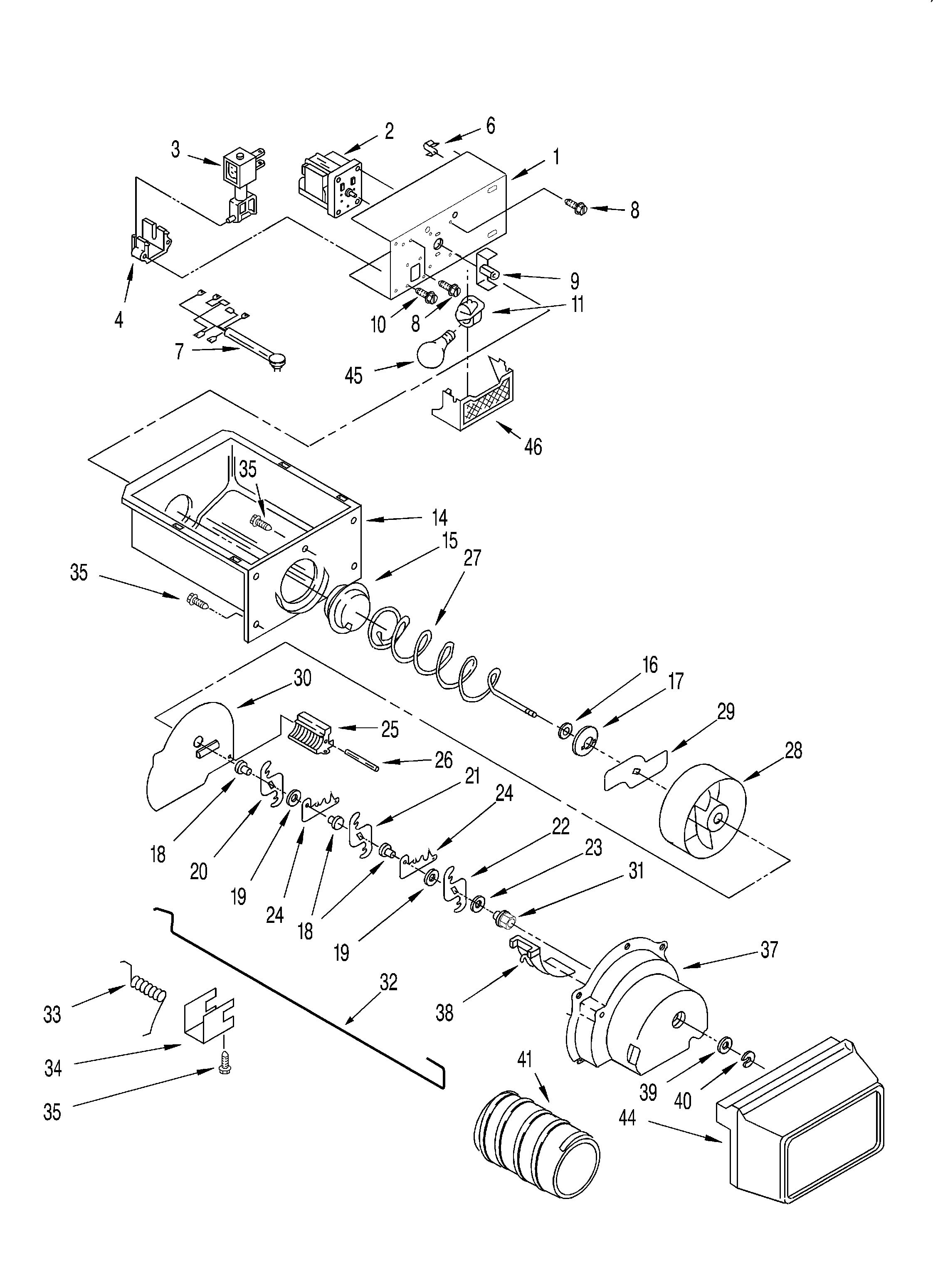 Motor and ice container