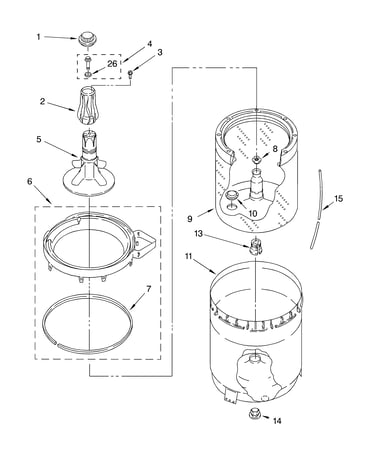Agitator, basket and tub