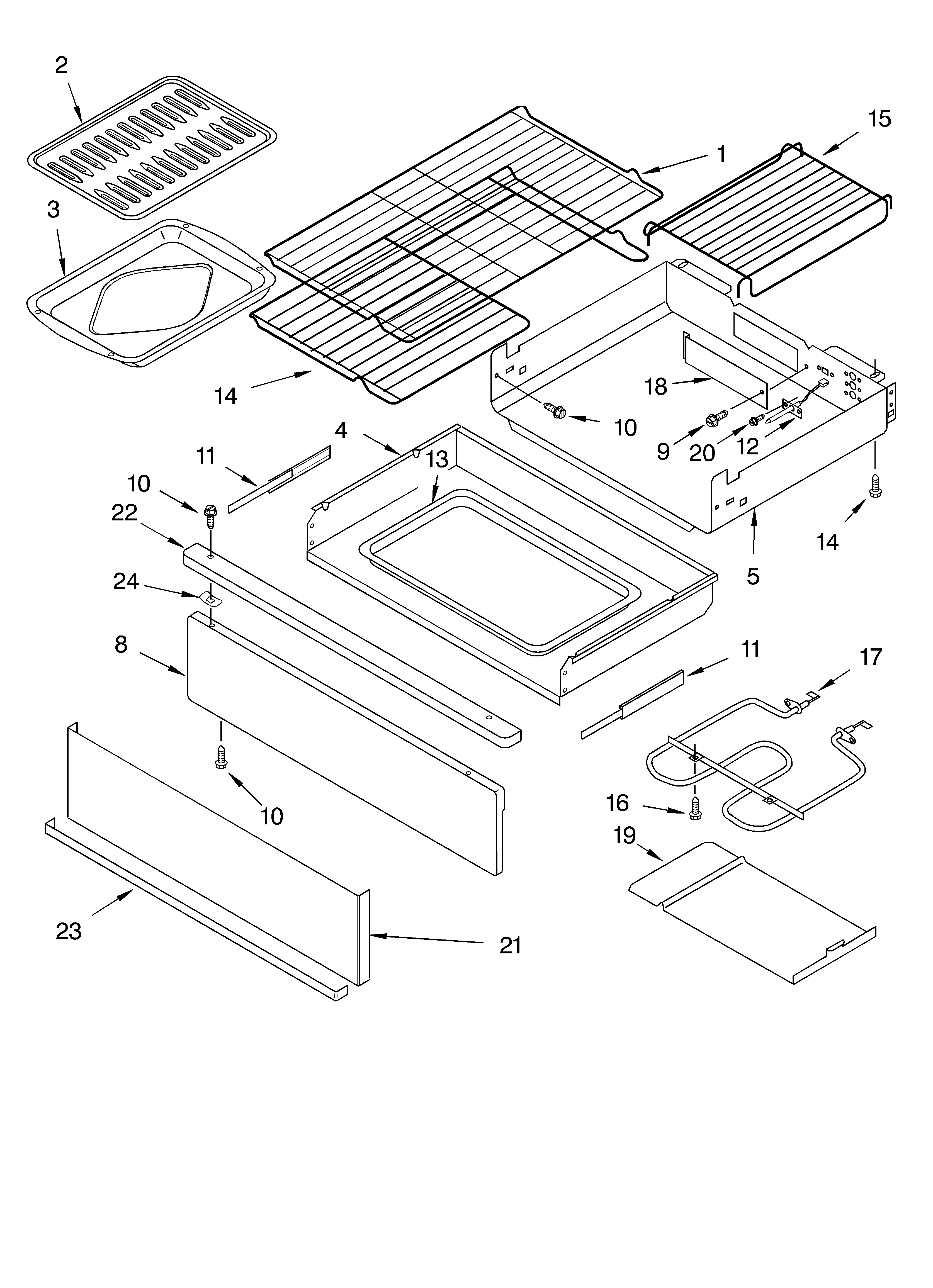 Drawer and broiler/optional