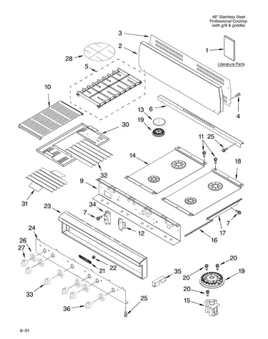 Cooktop, burner,and grate/literature