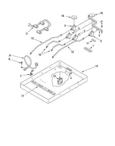 Burner box, gas valves, switches