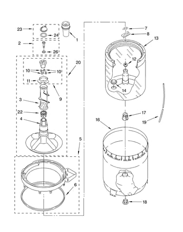 Agitator, basket and tub