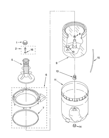 Agitator, basket and tub