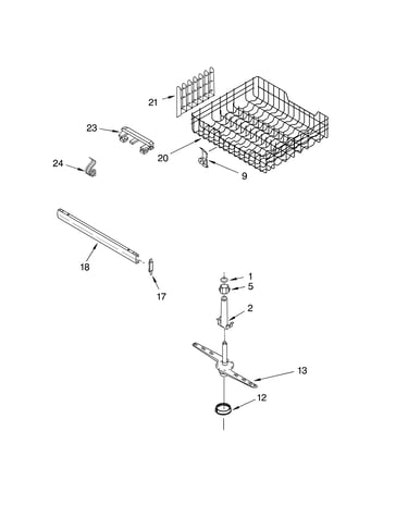 Upper dishrack and water feed