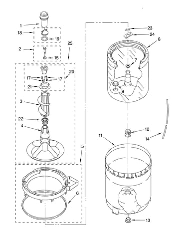 Agitator, basket and tub