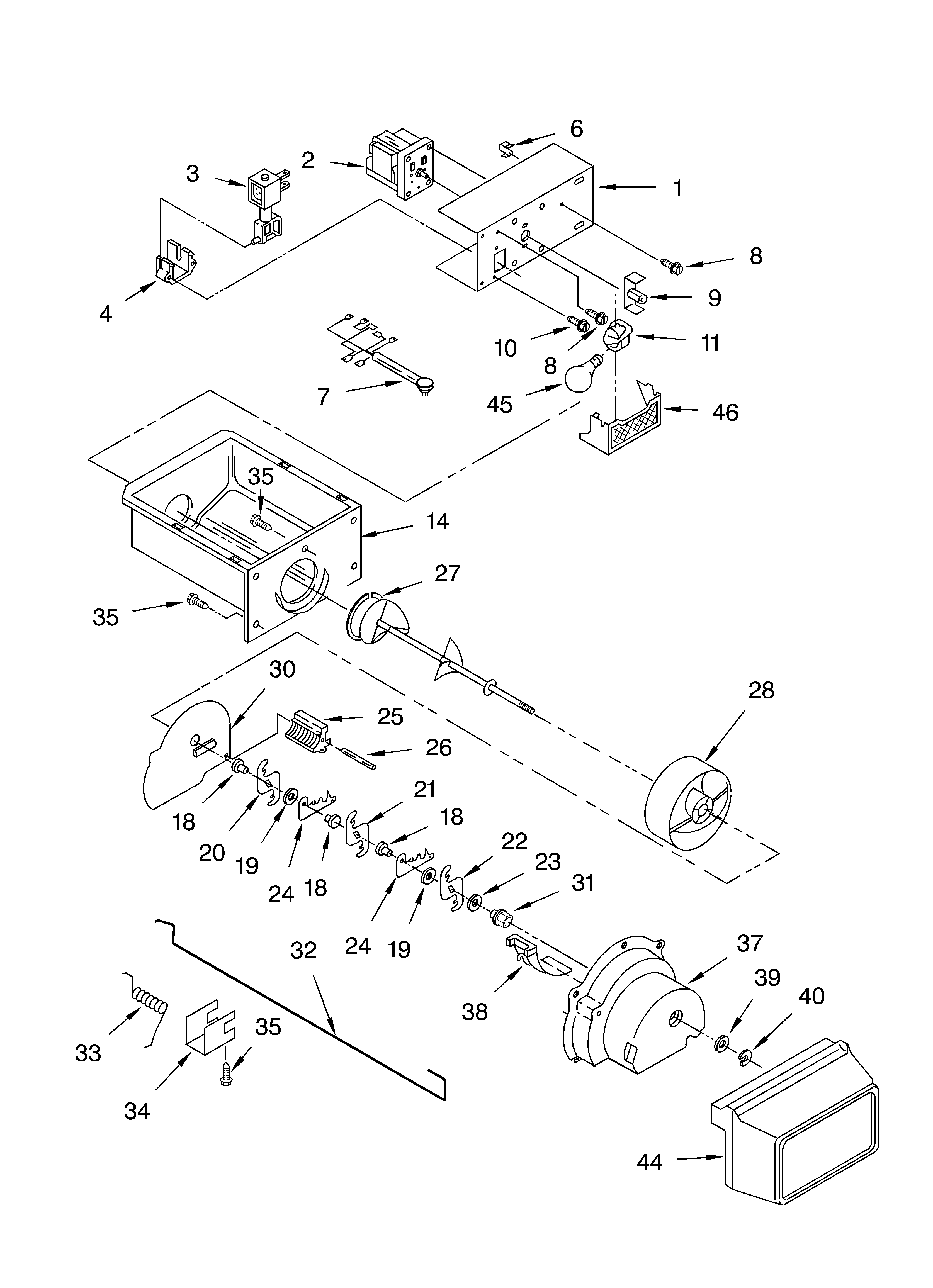 Motor and ice container