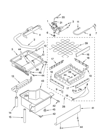 Evaporator, ice cutter grid and water