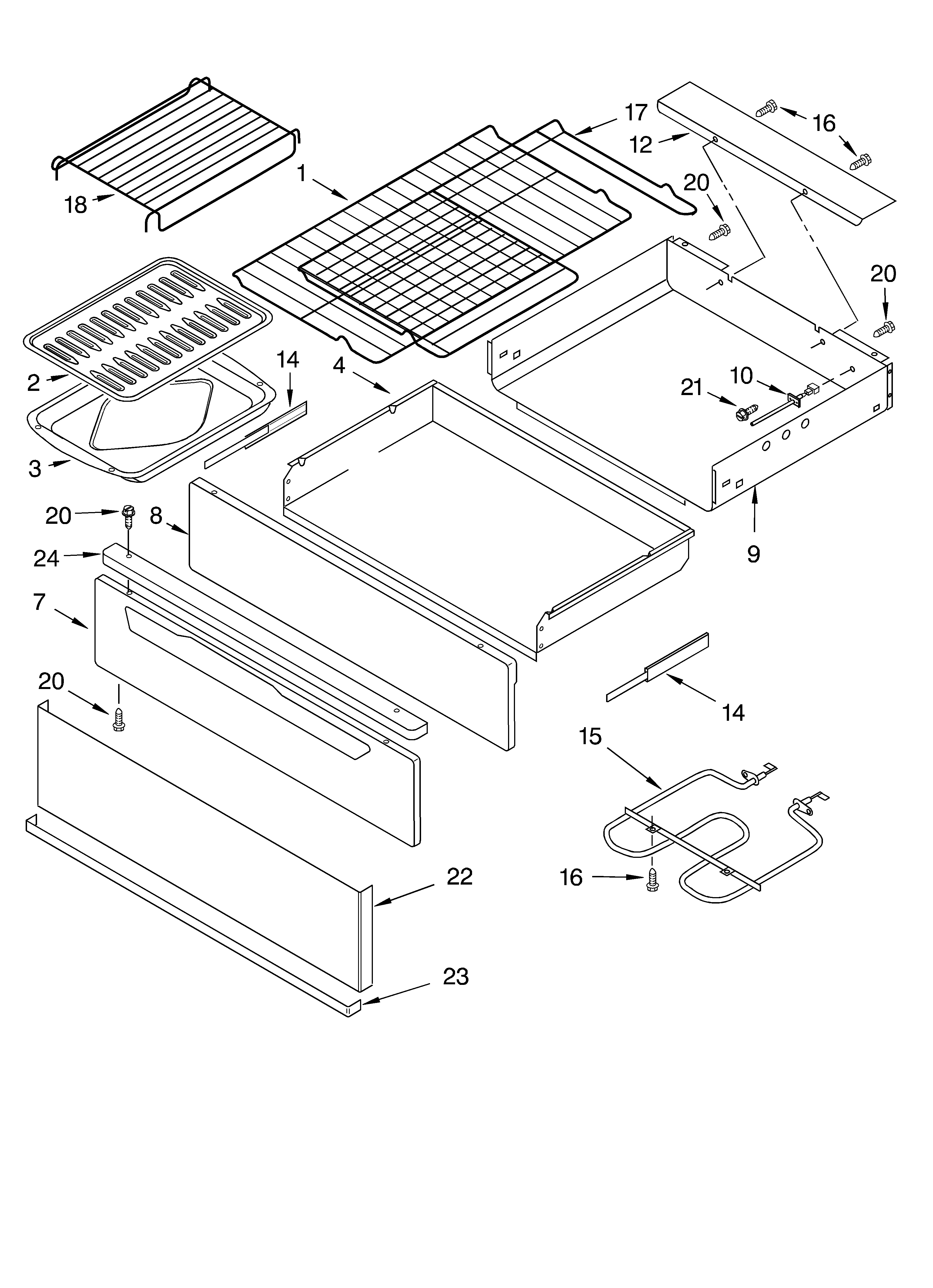 Drawer and broiler/optional