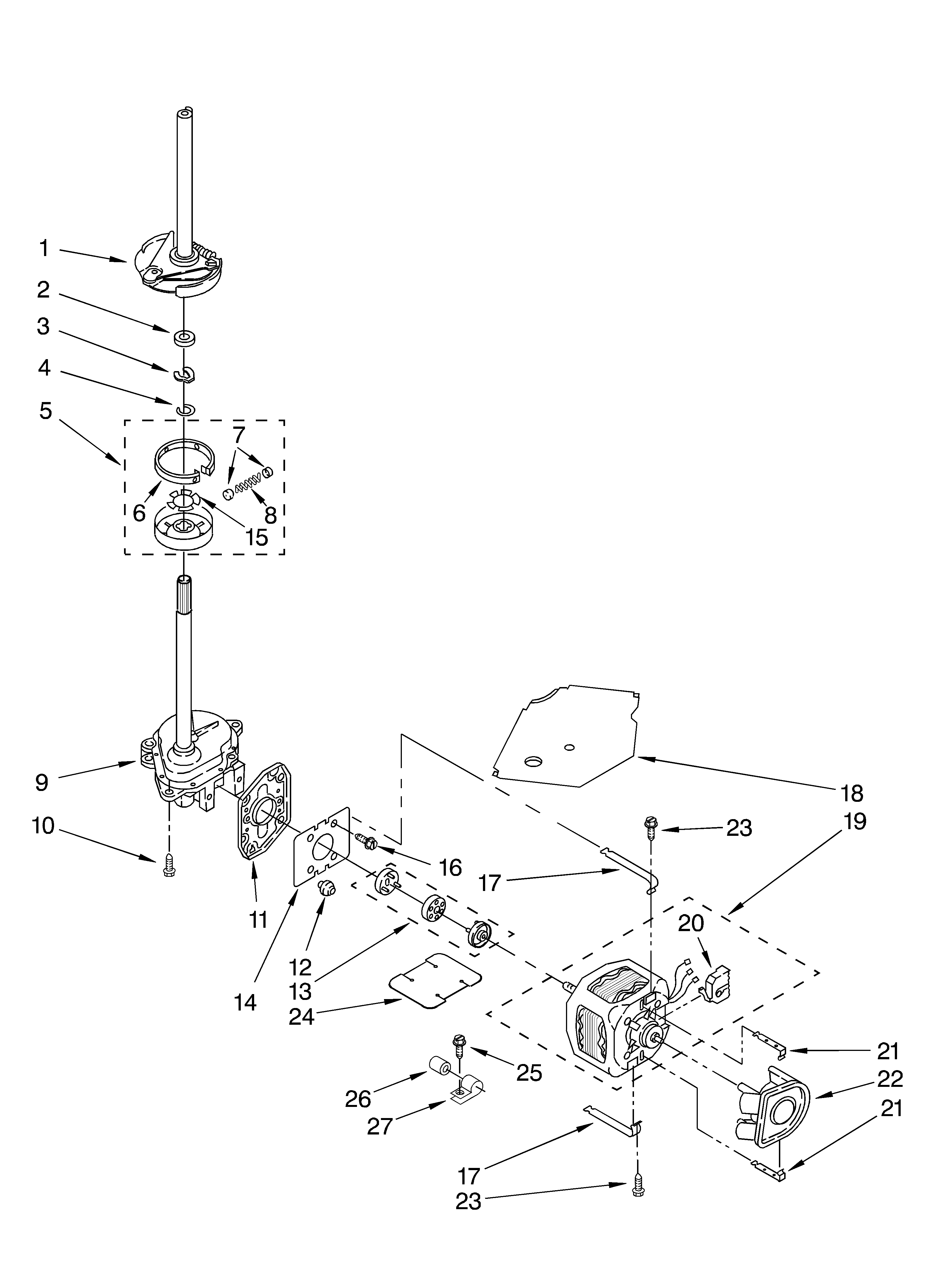 Brake, clutch, gearcase, motor and pump