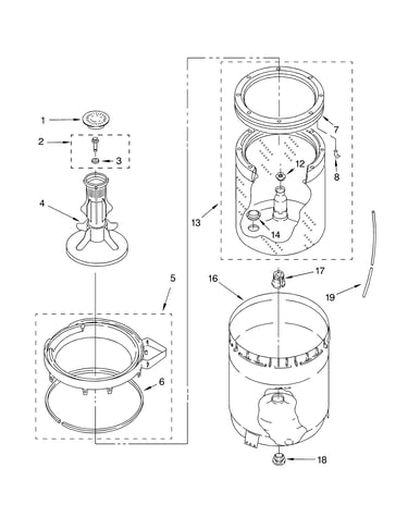 Agitator, basket and tub
