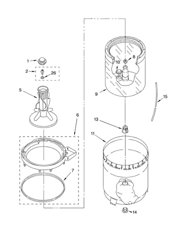 Agitator, basket and tub