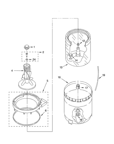 Agitator, basket and tub