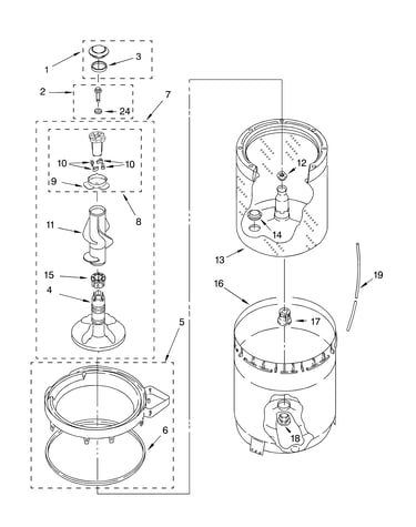 Agitator, basket and tub