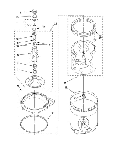 Agitator, basket and tube