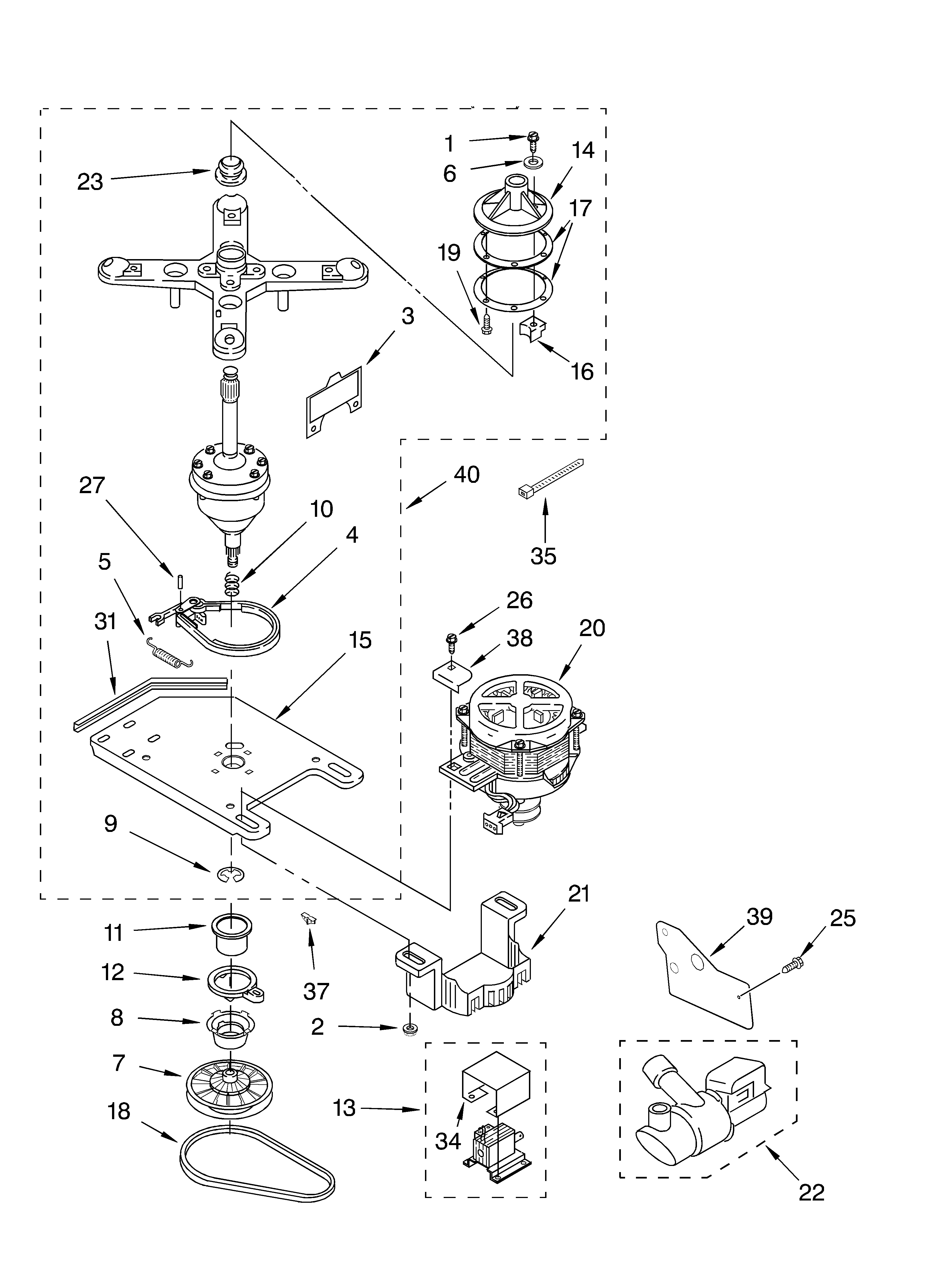 Transmission, motor and pump