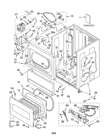 Lower cabinet and front panel/literature