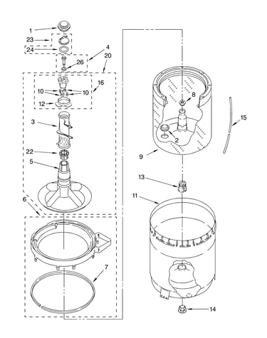 Agitator, basket and tub