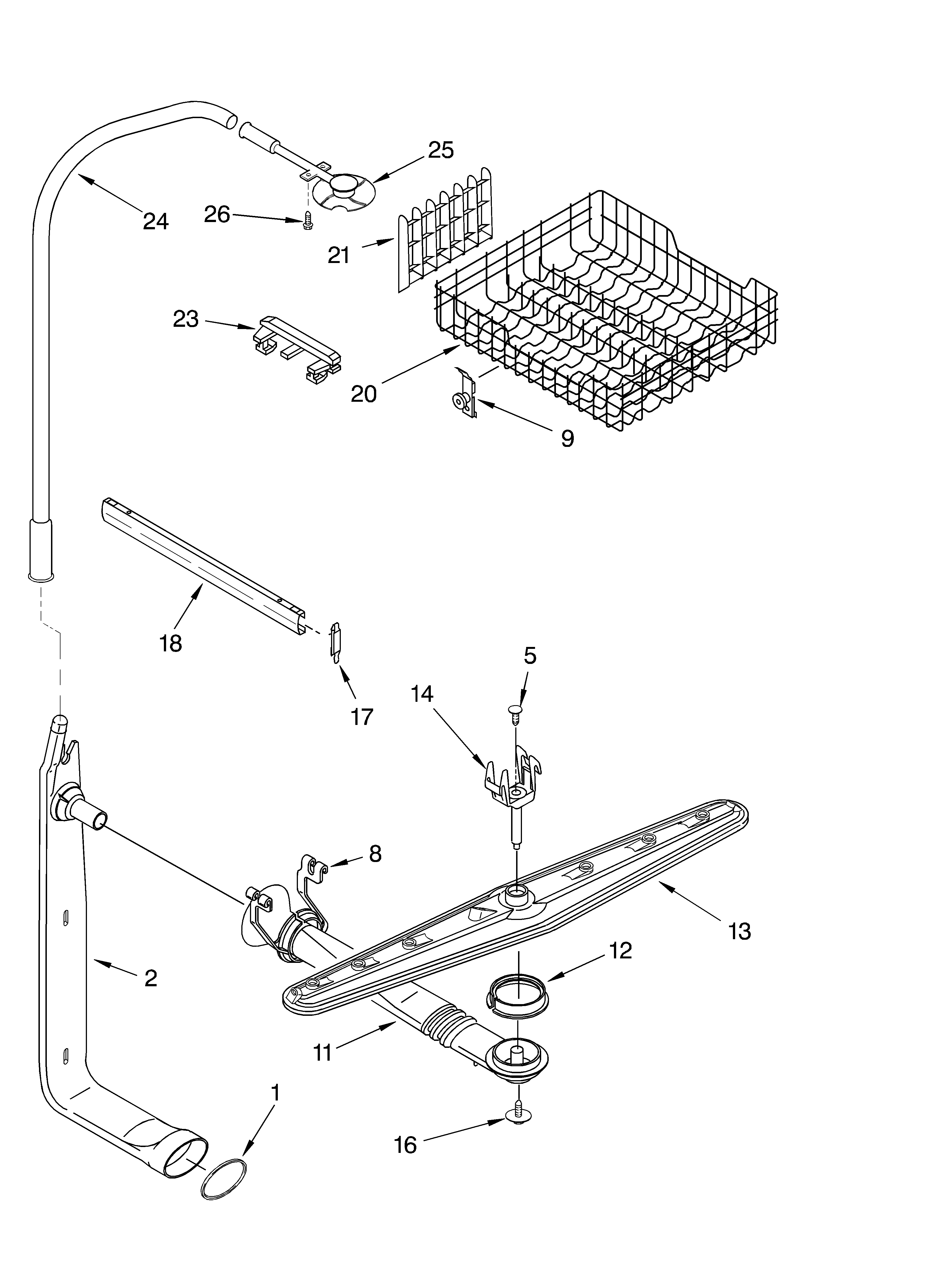 UPPER DISHRACK AND WATER FEED