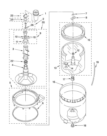 Agitator, basket and tub