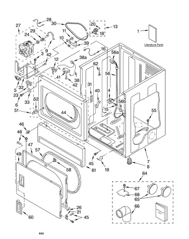Lower cabinet and front panel/literature