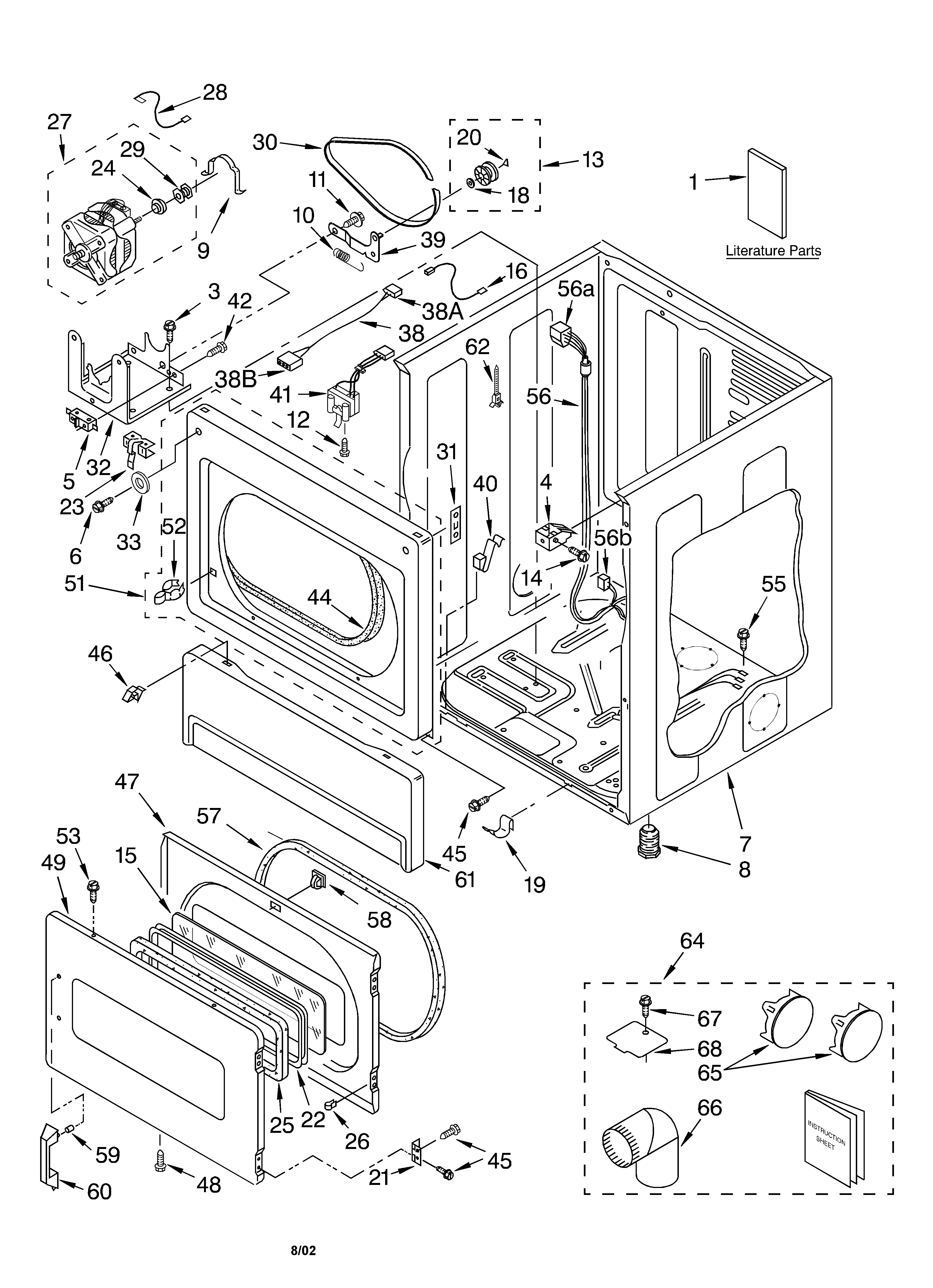 LOWER CABINET AND FRONT PANEL/LITERATURE