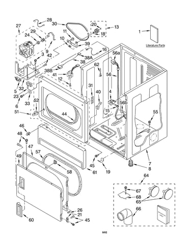 Lower cabinet and front panel/literature