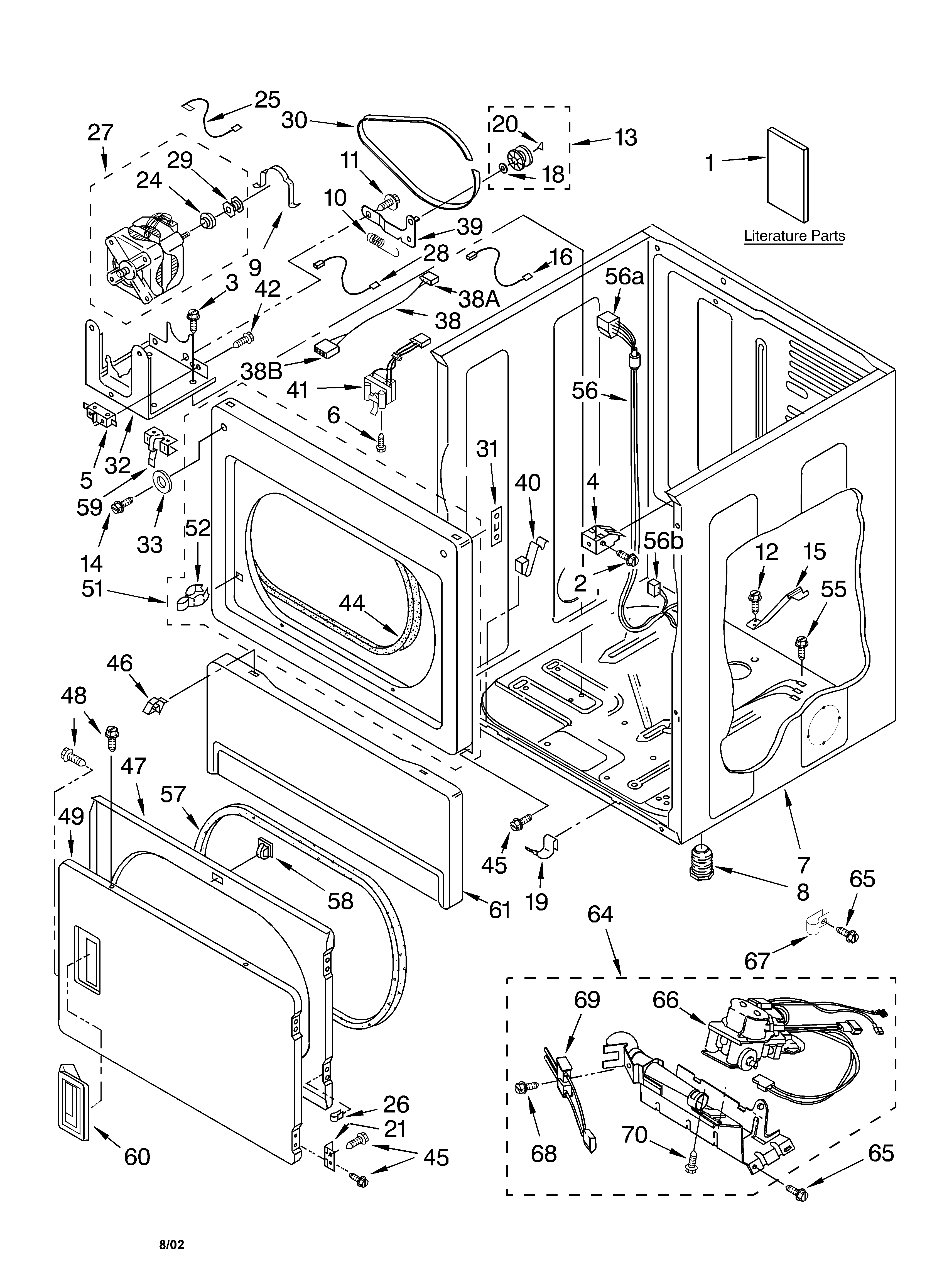 Lower cabinet and front panel/literature