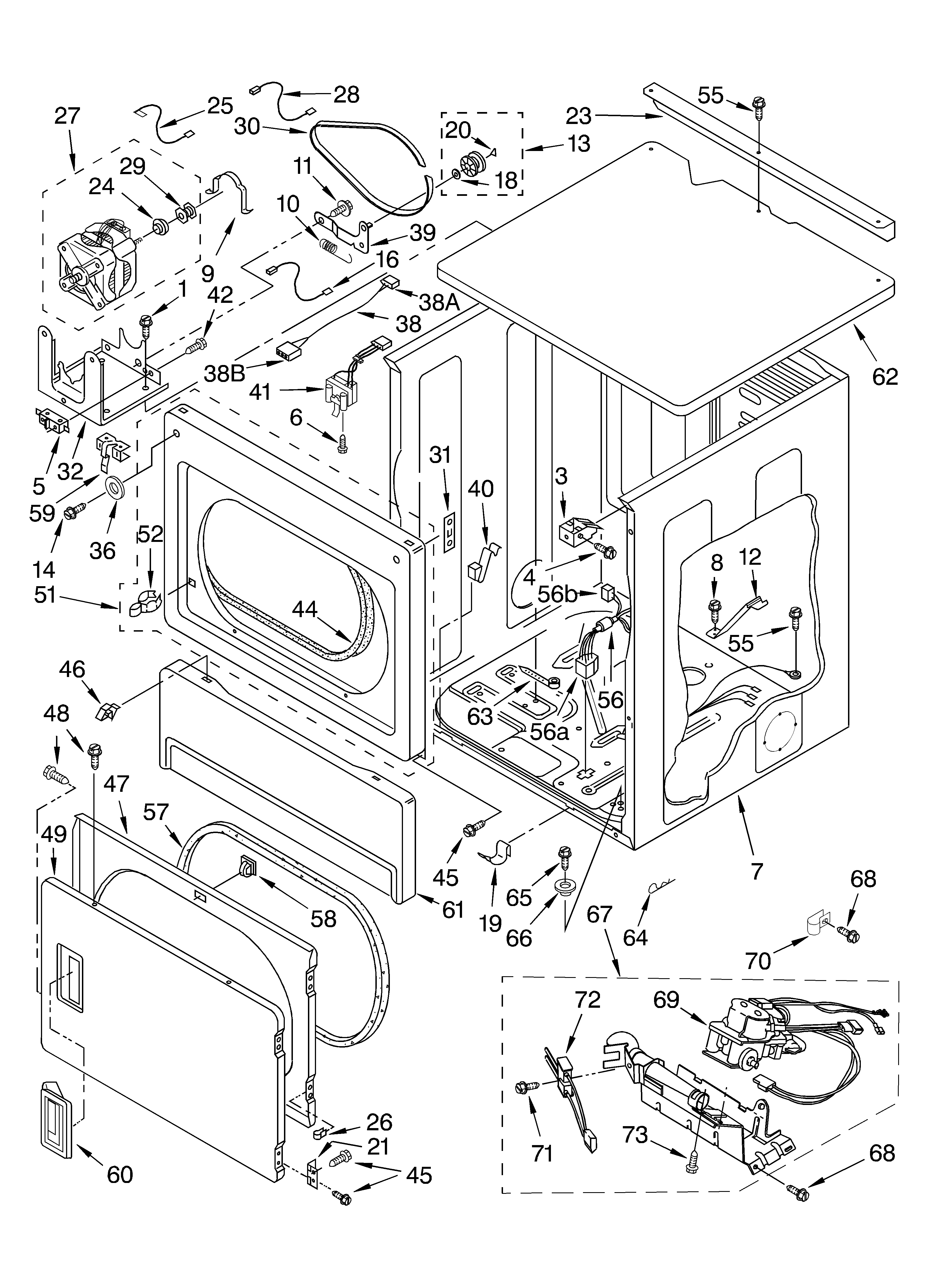 Upper cabinet and front panel