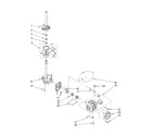 Whirlpool LSQ9620LW0 brake, clutch, gearcase, motor and pump diagram