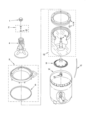 Agitator, basket and tub
