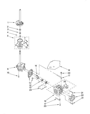 Brake, clutch, gearcase, motor and pump